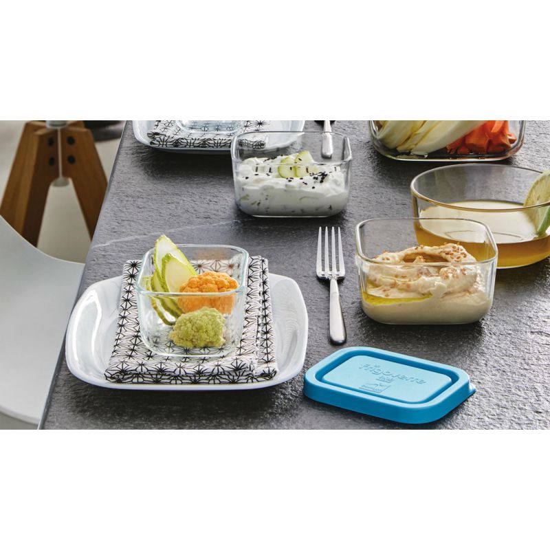 BORMIOLI ROCCO Set 2 Contenitori Frigoverre in Vetro con Tappo in Plastica,  Azzurro, Glass : : Casa e cucina
